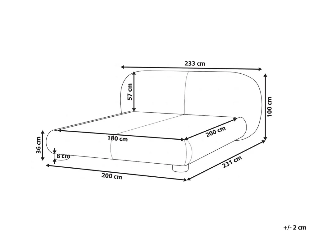 Bed Boucle BAYEL 180 x 200 cm (EU Super King) Taupe_1056384