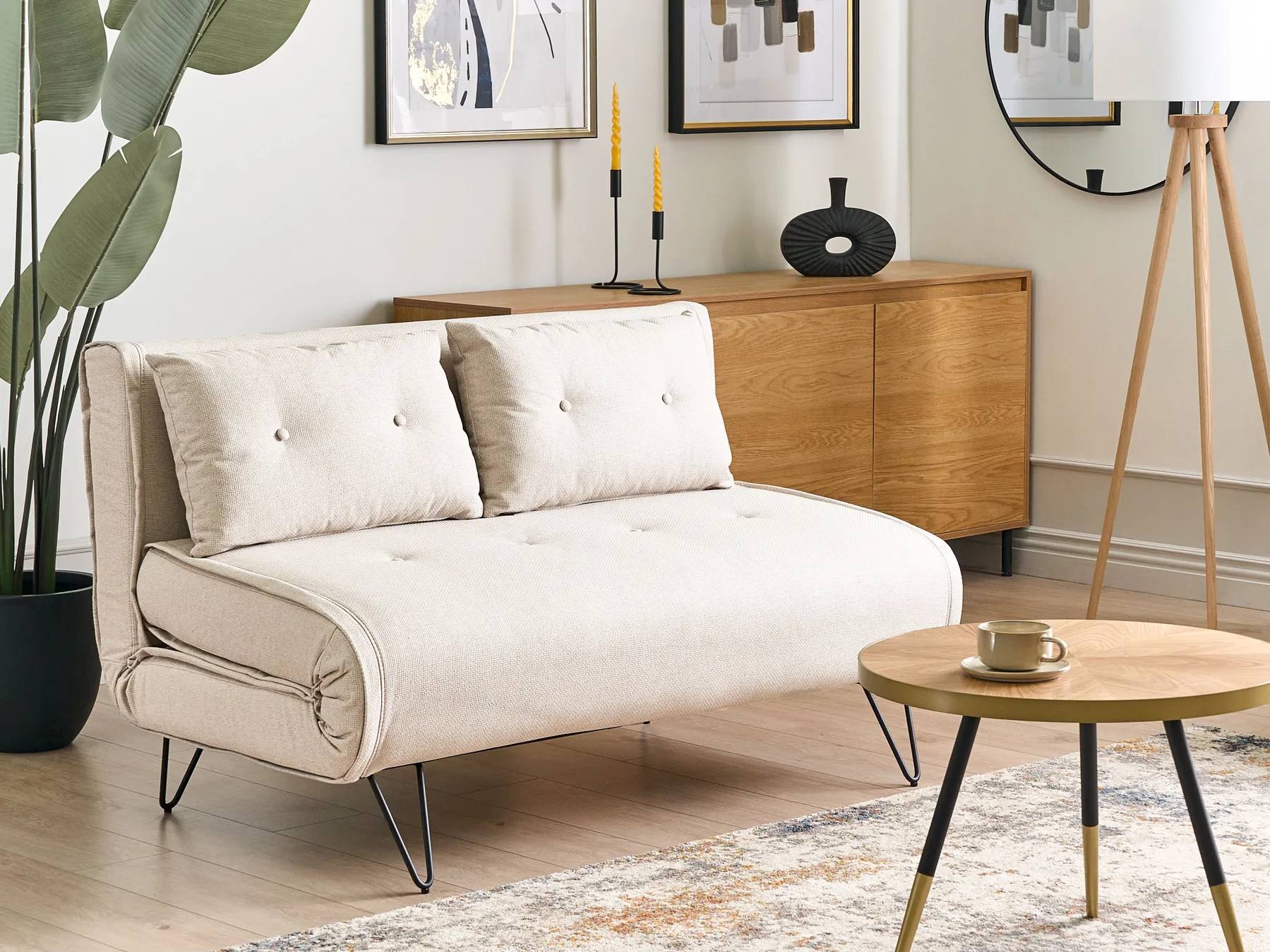 Sofa Bed 2 Seater VESTFOLD Fabric Light Beige_930335