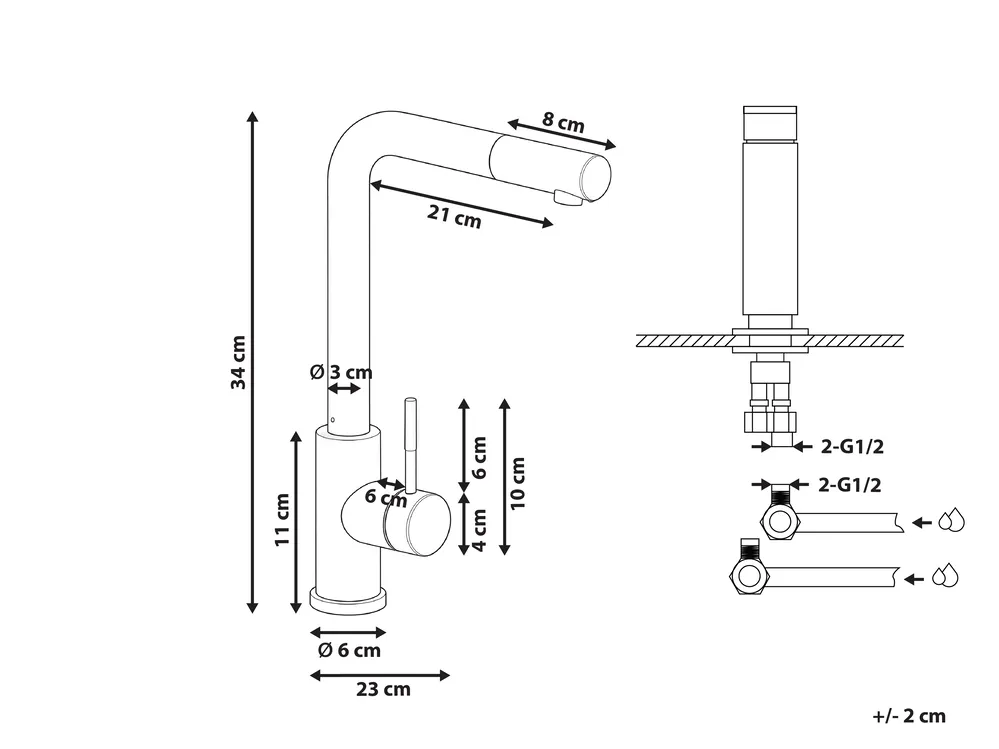 Kitchen Pull Out Tap LIAVIUCO Silver_1098772