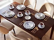 Set med 20 matserviser BAY LEAF Porslin Vit/ Blå_1191693