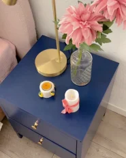 2 Drawer Bedside Table KYLEA Metal Navy Blue_1025997