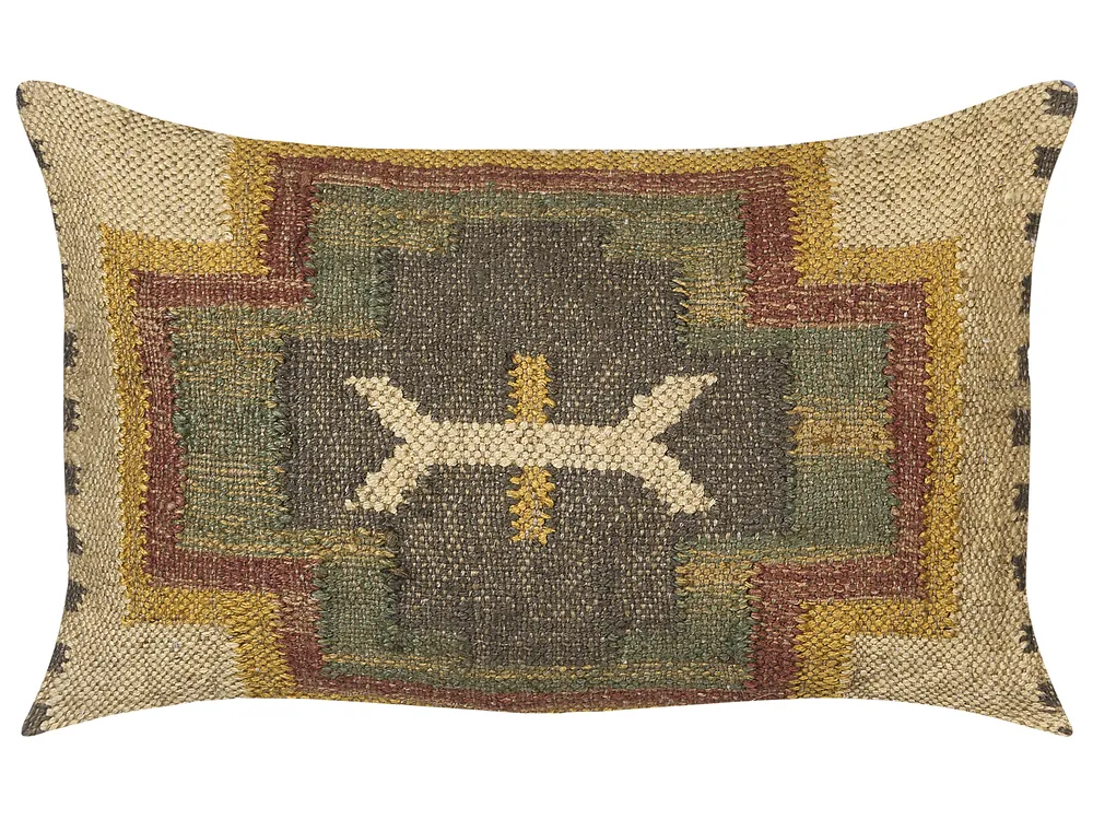 Jute Cushion Geometric Pattern 30 x 50 cm Multicolour PULICAT