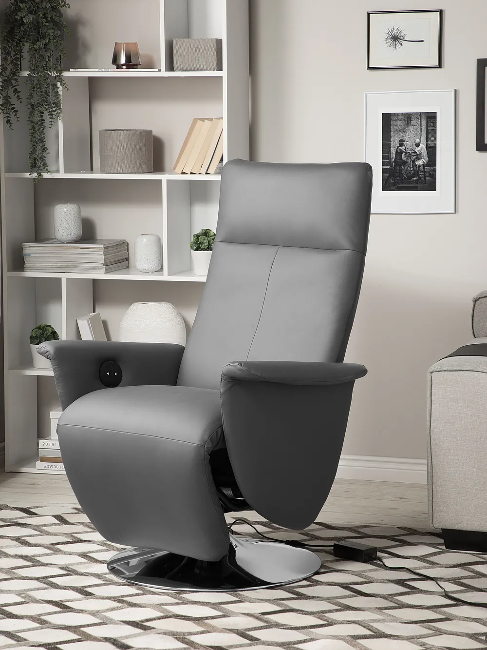 Recliner Chair PRIME with Footrest Faux Leather Grey_709172