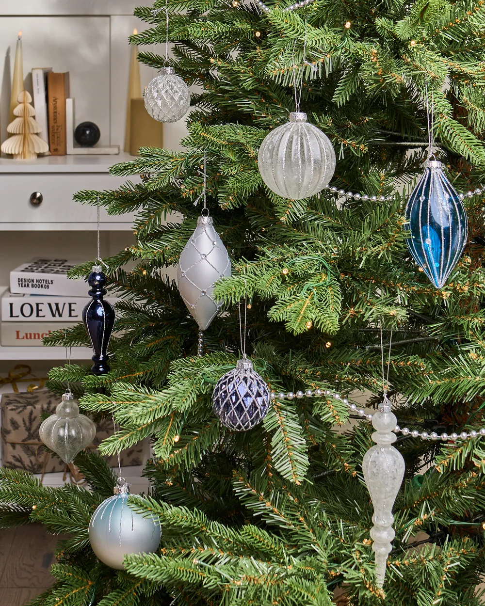 Set of 35 Baubles SNOWFALL Glass Blue_1028568