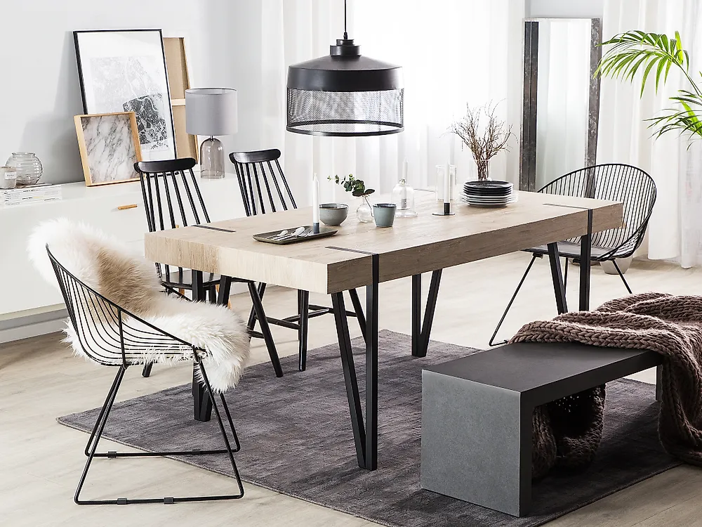 Beliani Esstisch Industrielles Design 150x90 Cm – Dunkelbraun/schwarz, Aus MDF & Metall, Für 6 Personen