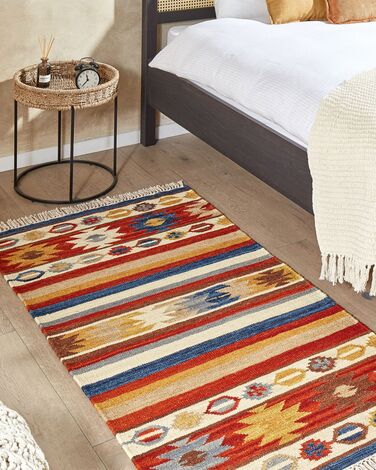 Wool Kilim Area Rug 80 x 150 cm Multicolour JRARAT