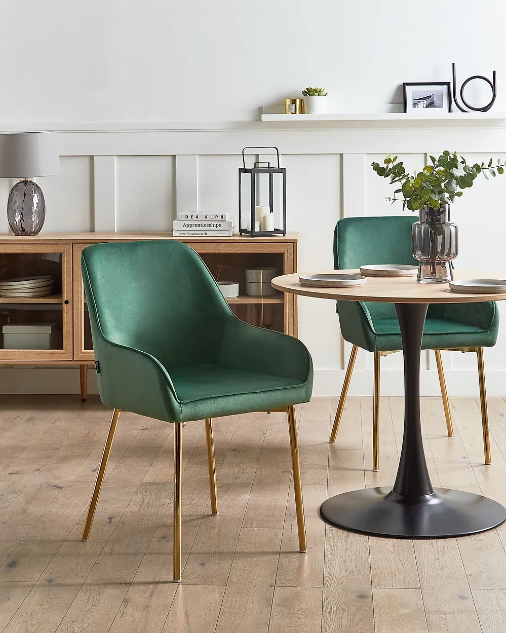Set of 2 Dining Chairs LOVERNA Velvet Green_1188003