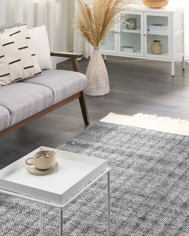 Wool Area Rug 140 x 200 cm Black and Off-White ATLANTI