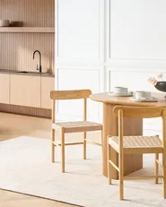Set of 2 Dining Chairs EAGAN Wood Light Brown/ Beige_1078497