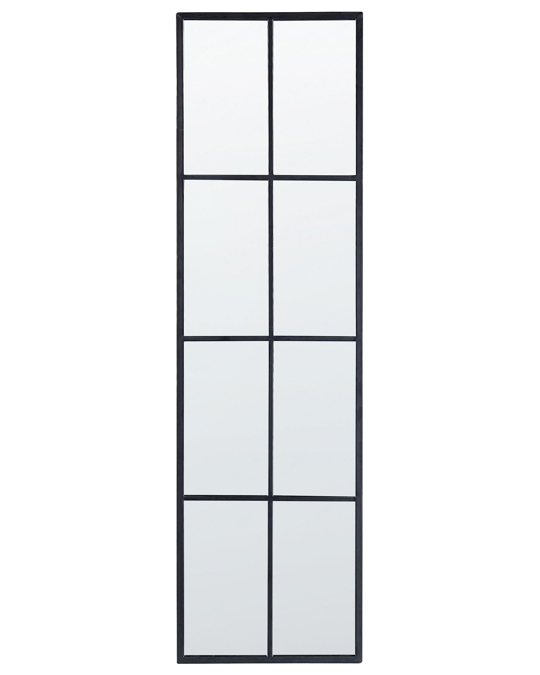 Kovové nástěnné zrcadlo ve tvaru okna 38 x 132 cm černé CAMON_852365