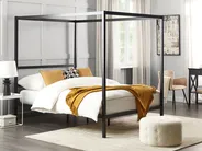 Four Poster Bed Metal LESTARDS 140 x 200 cm (EU Double) Black_863336