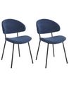 Set of 2 Fabric Dining Chairs Dark Blue KIANA_938999