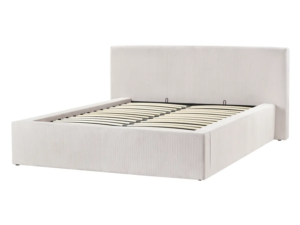 Ottoman Bed LILLEBONNE Corduroy Light Beige 140 x 200 cm (EU Double)_993997