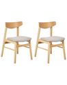 Set of 2 Dining Chairs SMILEY Wood Light Brown/ Grey