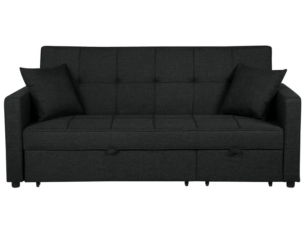 Sofa Bed 3 Seater GLOMMA Fabric Black