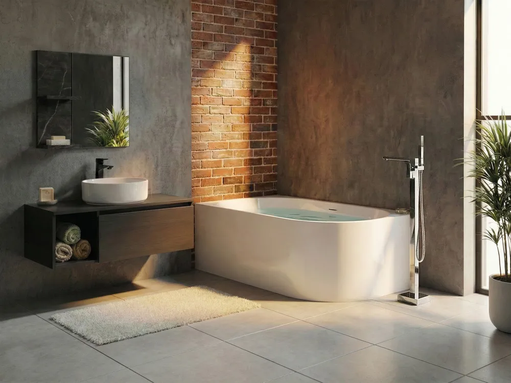 Corner Bath PORTINHO 1700 x 800 mm White Right Hand