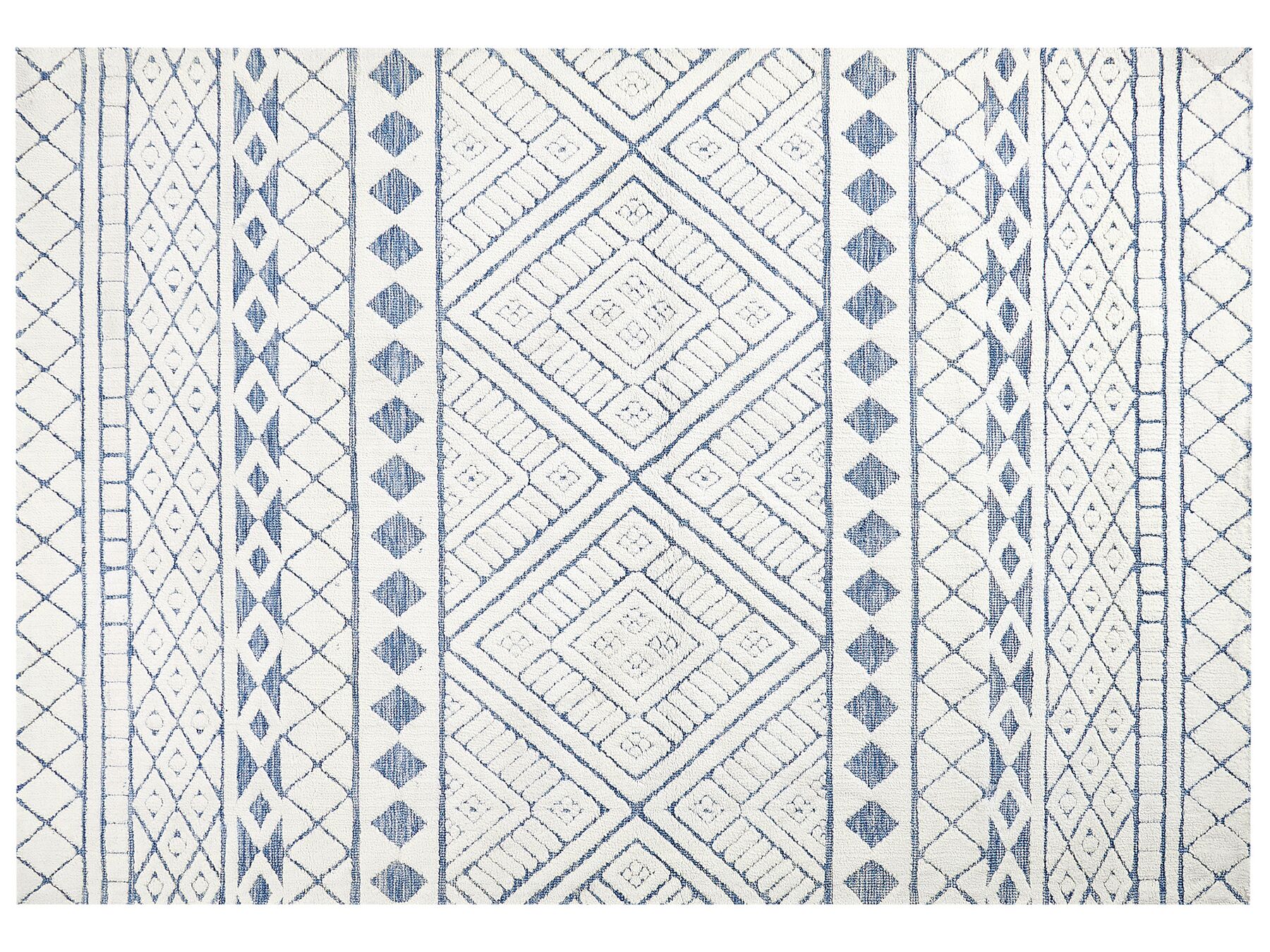 Teppich cremeweiß / blau 160 x 230 cm geometrisches Muster Kurzflor MARGAND_883803