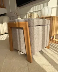 Storage Pouffe EDLAND Fabric 45 cm Beige_1192865