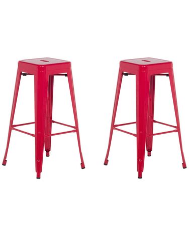 Sada 2 oceľových barových stoličiek 76 cm červená CABRILLO