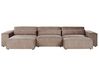Canapé d'angle à droite modulable 3 places en tissu avec ottoman marron HELLNAR_912393