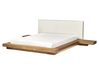 Letto matrimoniale legno chiaro con testata in bouclé con LED 160 x 200 cm ZEN_931180