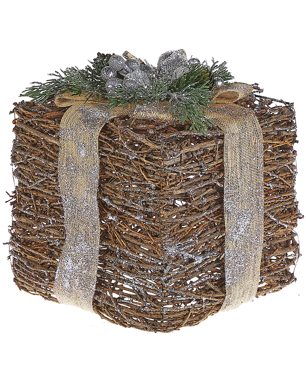 Zestaw 2 dekoracji świątecznych INARI 28/21 cm Prezenty świąteczne Srebrny_787425