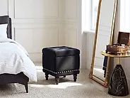 Pouf mit Stauraum LORETTO Samtstoff Schwarz_1186073