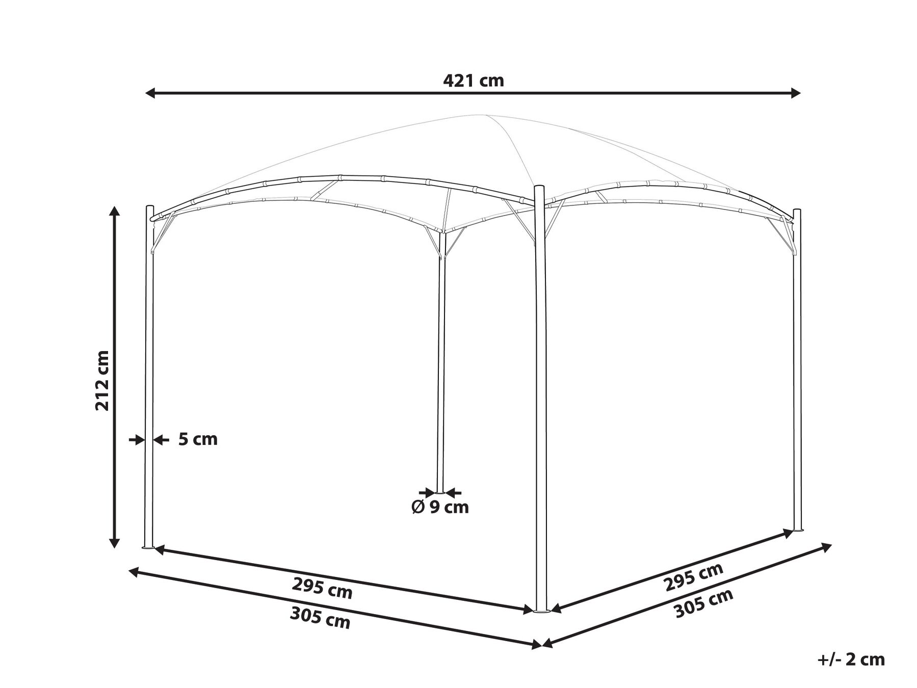 Gazebo VOMERO 305 cm 305 cm Metallo Beige_866424