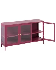 Szafka ze szklanymi drzwiami NEWPORT 115 cm Metal Bordowy_957995