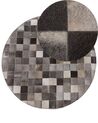 Dywan patchwork okrągły skórzany ⌀ 140 cm szary BERGAMA_738095