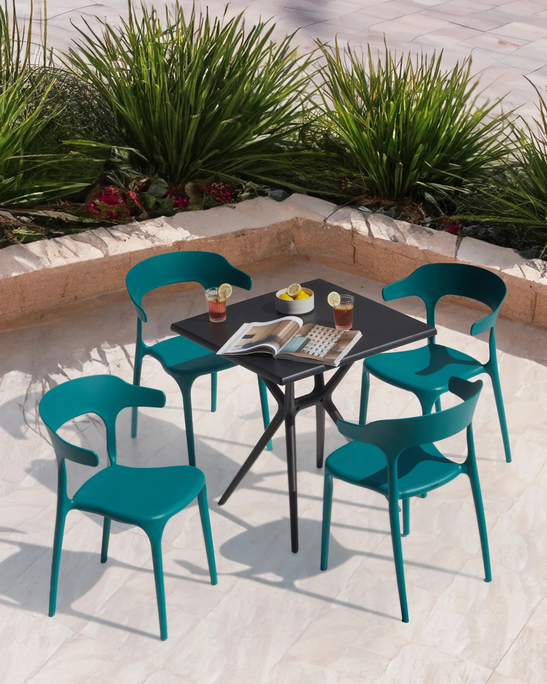 Set of 4 Garden Chairs GUBBIO Teal_984644