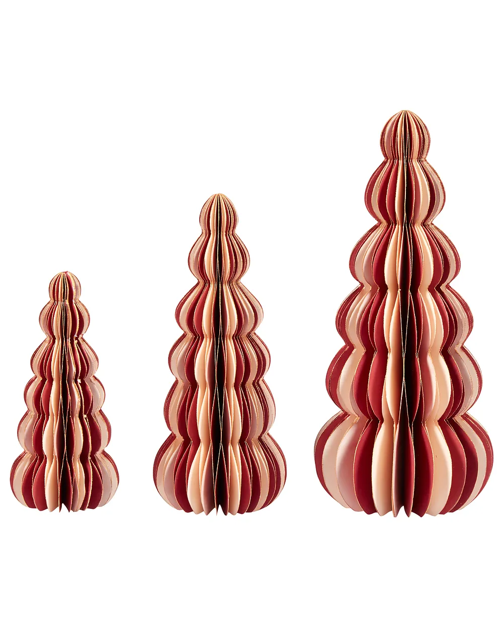 Conjunto de 3 figuras DHAULAGIRI 15/20/25 cm Árbol de Navidad Rojo