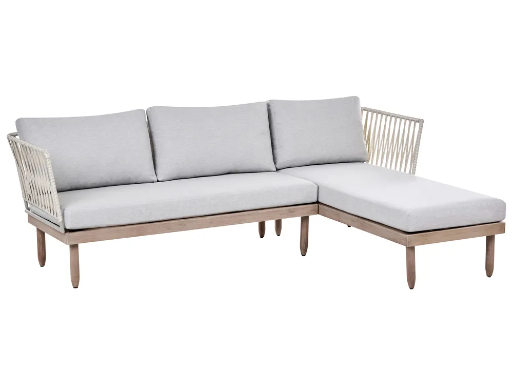 Garden Lounge Set with Table 4 Seater CREMONA Acacia Wood Brown/ Grey Left Hand_1099478