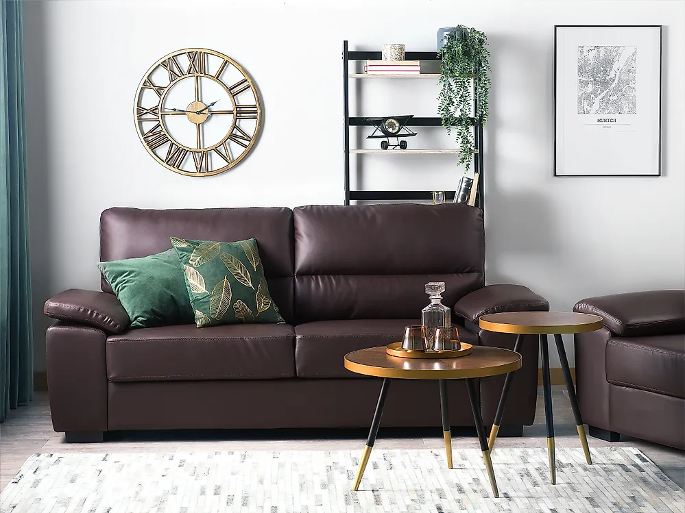 3-Sitzer Sofa In Cognac Braun – Minimalistisches Kunstleder-Sofa, Bequem & Pflegeleicht Für Wohnzimmer