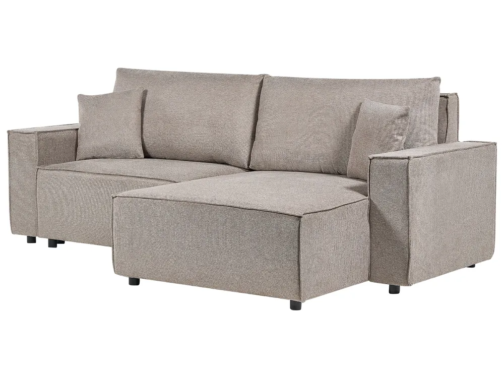 Sofa Bed 3 Seater KARILA with Storage Fabric Taupe Left Hand_886022