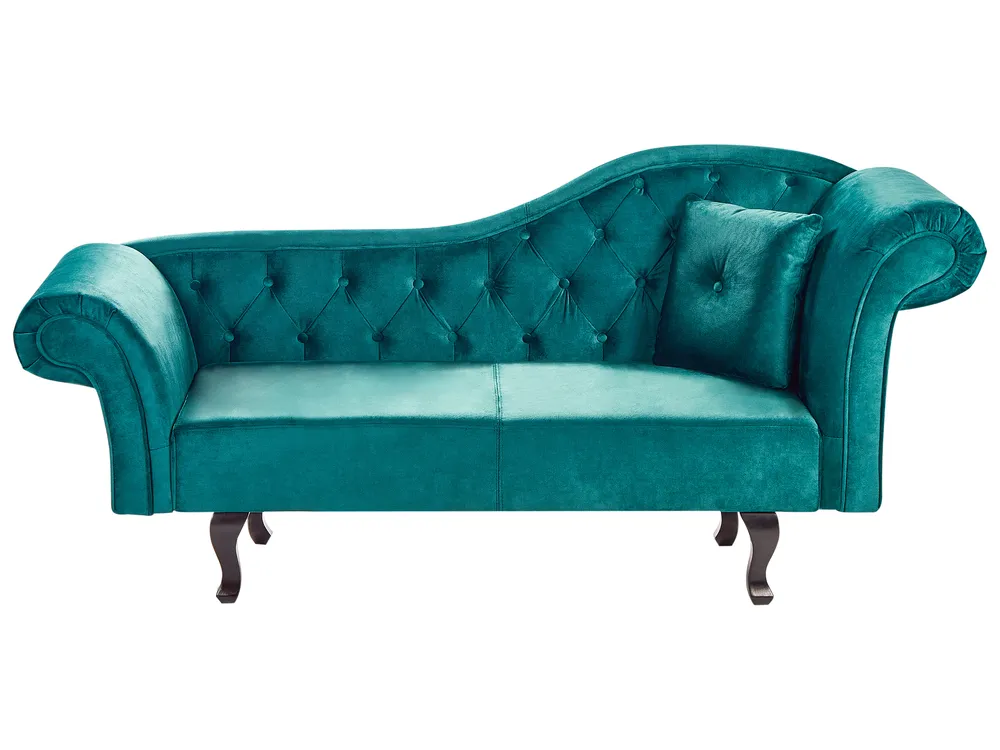 Right-Hand Chaise Longue LATTES II with Cushion Velvet Emerald Green