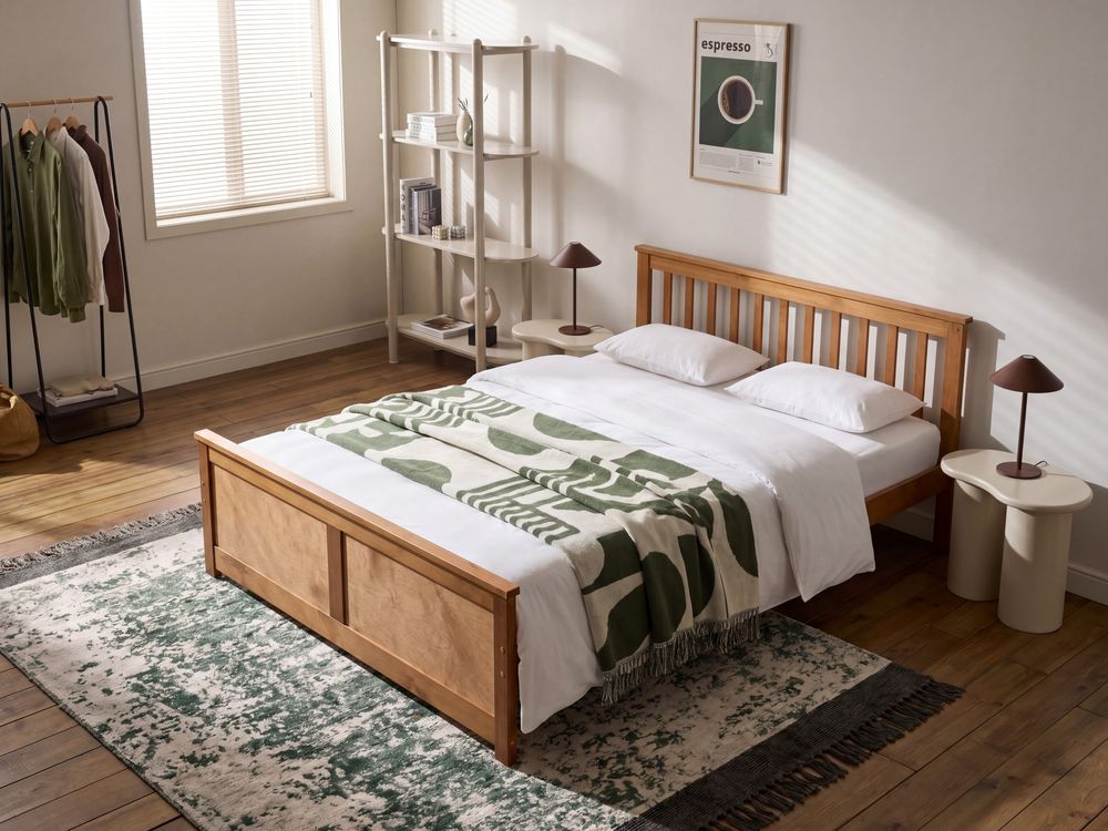 Bed Pine Wood OLENDON 140 x 200 cm (EU Double) Brown