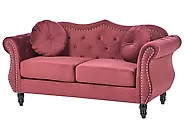 Sofa dla 2 osób SKIEN II Welur Bordowy_1171134