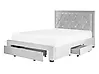Bed with Storage Drawers LIEVIN Velvet Light Grey 140 x 200 cm (EU Double)