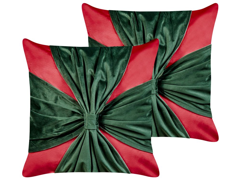 Set di 2 cuscini MARSHMALLOW 45 x 45 cm Velluto Rosso Modello natalizio