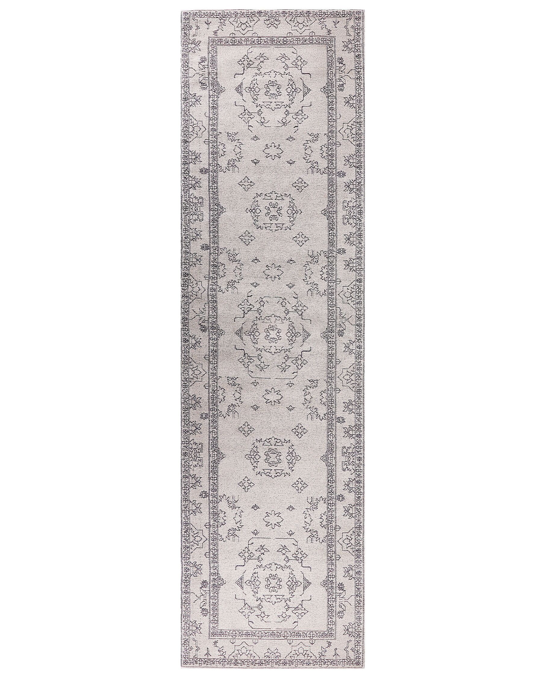 Tappeto cotone beige e grigio 80 x 300 cm GOLLER_853696