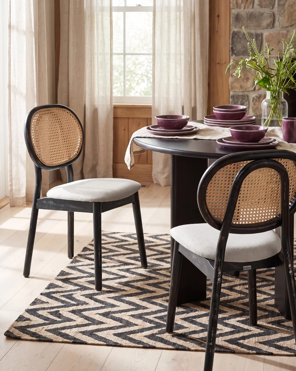 Set di 2 sedie GAVIOTA Legno Nero/Beige_1095778