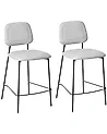 Set of 2 Bar Chairs DUETTE Faux Linen Light Grey