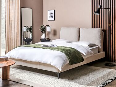 Corduroy EU Double Size Bed Light Beige MELLE