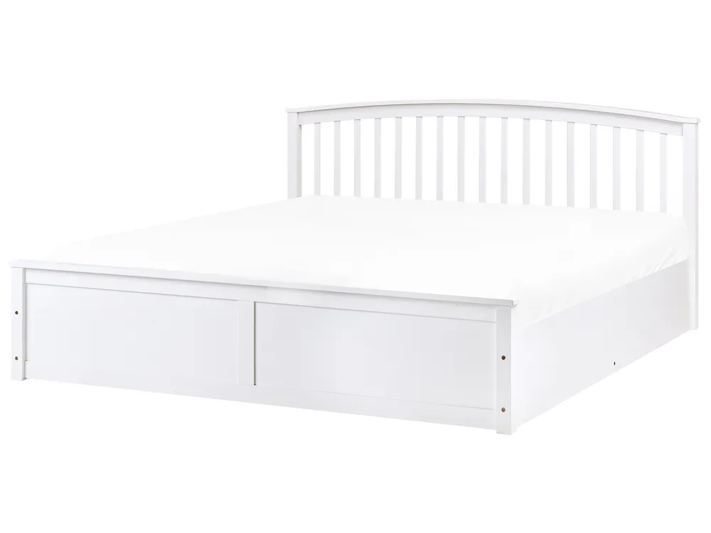 Ottoman Bed CLARBEC Pine Wood White 180 x 200 cm (EU Super King)_1055799
