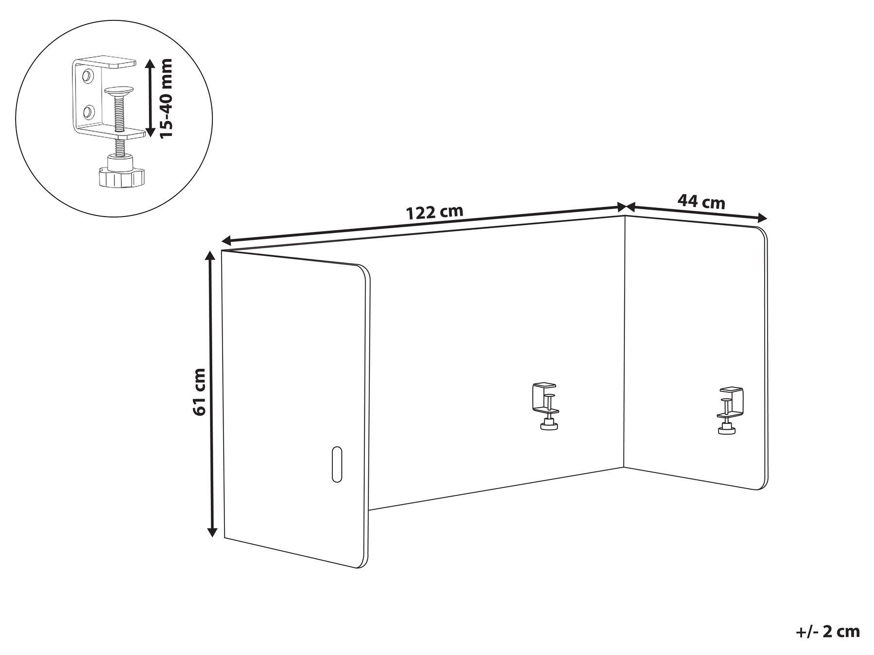 Desk Screen SOLOA 210 x 61 cm Beige_1014937