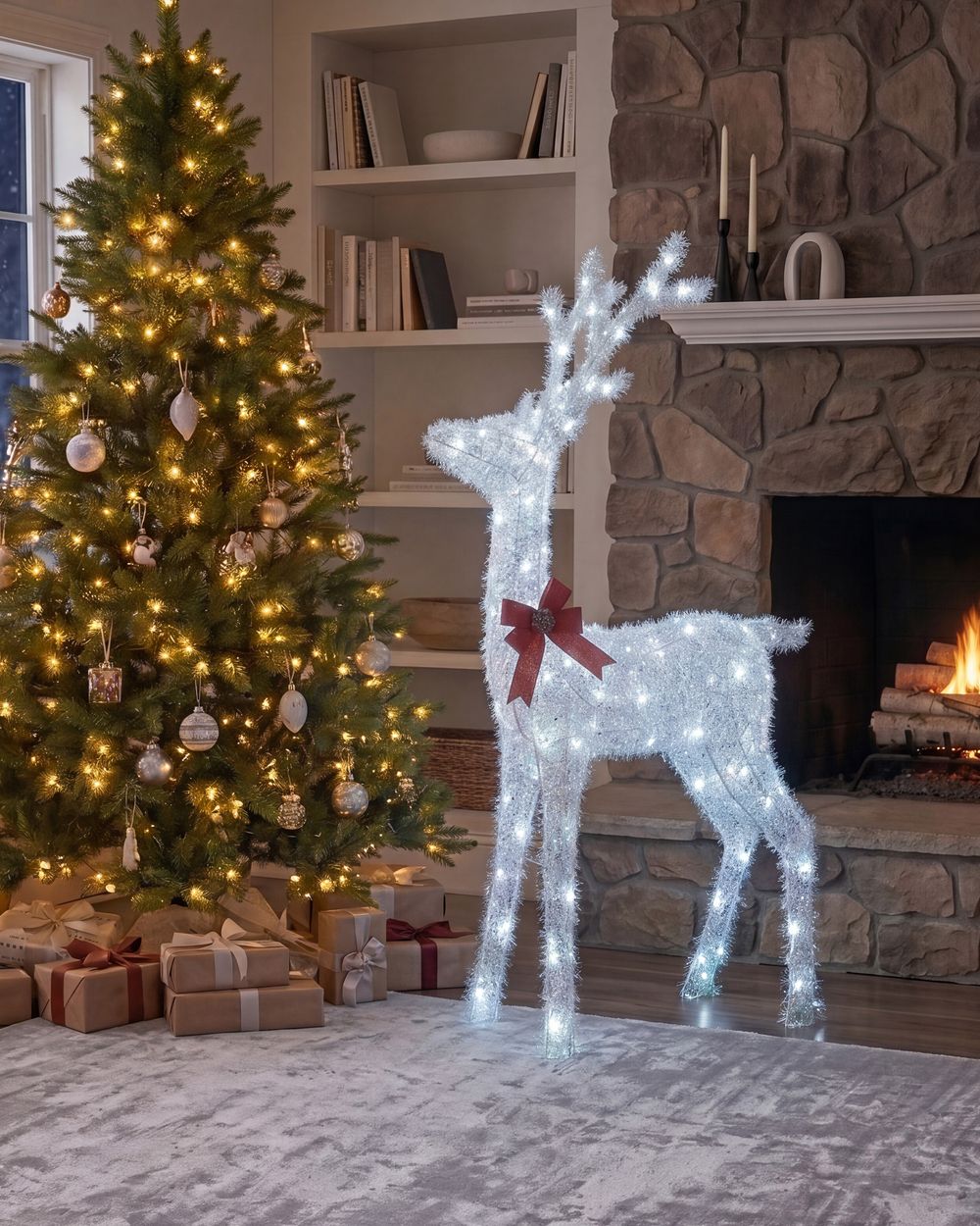 Dekoracja ogrodowa LED MALAREN 140 cm Renifer Biały