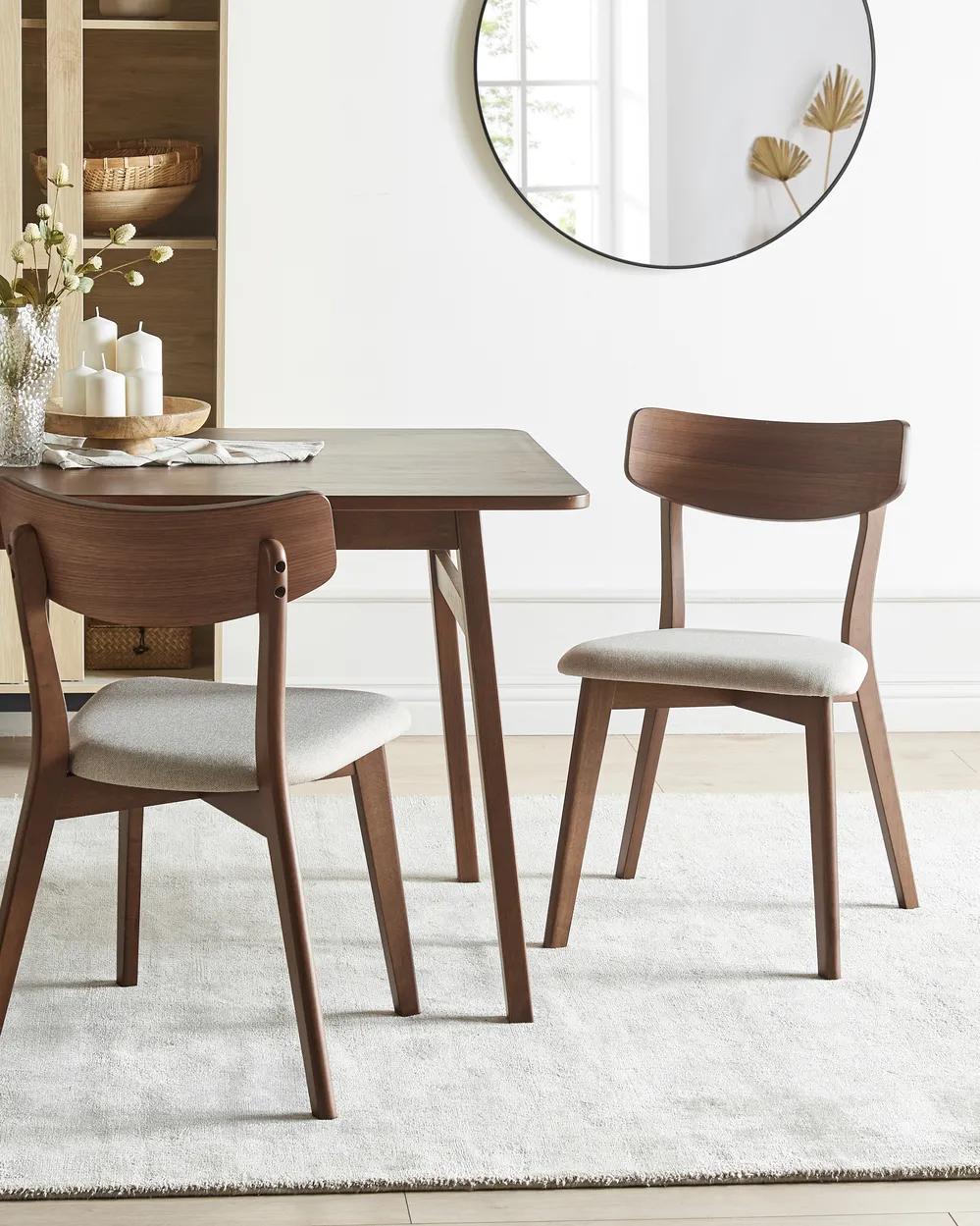 Set med 2 matstolar HOPE Trä Mörkbrun/ Beige