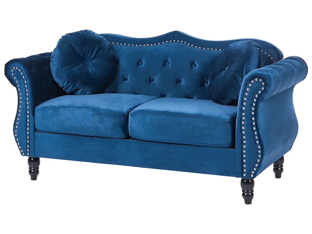 Living Room Set 5 Seater SKIEN Velvet Navy Blue_743315