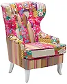 Wingback Chair MOLDE Fabric Fuchsia Pink